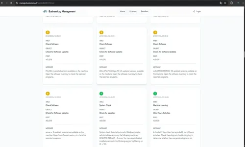 Managed SOC cloud dashboard showing security alerts and messages for MSPs